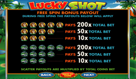 Lucky Shot PayTable 4